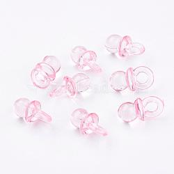 Transparent Acrylic Pendants, Pacifier, Pink, 20x10x10mm, Hole: 5mm, about 670pcs/500g(TACR-R16-4)