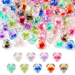 72Pcs 9 Colors UV Plating Rainbow Iridescent Acrylic Beads, Two Tone Bead in Bead, Heart, Mixed Color, 11x11.5x8mm, Hole: 3mm, 8pcs/color(OACR-TA0001-48)