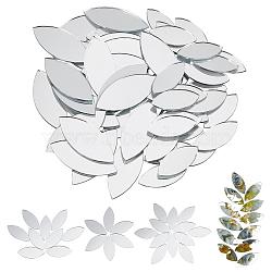 200Pcs 2 Styles Mirror Surface Mosaic Tiles Glass Cabochons, for Home Decoration or DIY Crafts, Horse Eye, Silver, 24~34x11~14.5x1mm, 100pcs/style(DIY-OC0012-43)
