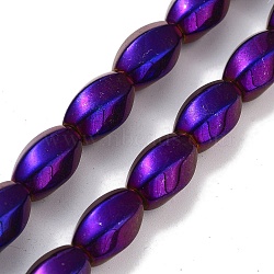 Synthetic Non-magnetic Hematite Beads Strands, Long-Lasting Plated, Twist, Purple Plated, 12~12.5x8~8.5mm, Hole: 1.2mm, about 32pcs/strand, 16.14''(41cm)(G-P545-G02-01A)