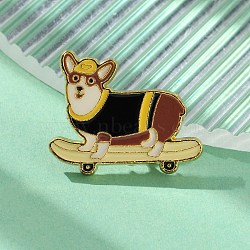 Puppy Dog Enamel Pins, Golden Alloy Brooches for Backpack Clothes, Mixed Color, 22.5x27.5mm(JEWB-M048-05C)