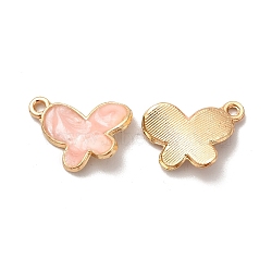 Alloy Enamel Pandants, Lead Free & Cadmium Free, Light Gold, Butterfly Charm, Pink, 18x15x3mm, Hole: 1.6mm(ENAM-K067-50KCG-04)