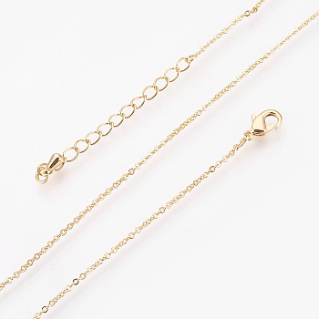 Brass Cable Chain Necklaces Making, with Lobster Claw Clasp, Real 18K Gold Plated, 17.51 inch(44.5cm)