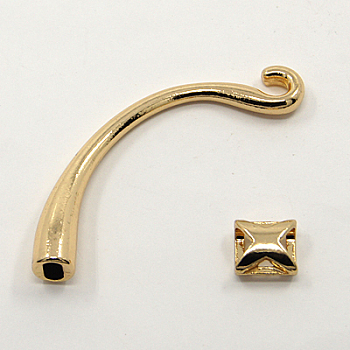 Alloy S-Hook Clasp Sets, Golden, 56x8mm, Hole: 3x6mm