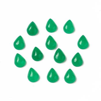 Natural Malaysia Jade Cabochons, Dyed, Teardrop, Green, 8x6x3~3.5mm