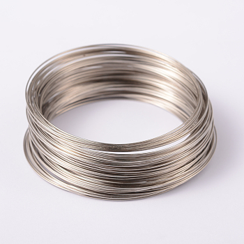 Memory Wire, for Bracelet Making, Steel Wire, Platinum, 22 Gauge, 0.6mm, Inner Diameter: 65mm, about 1500 circles/1000g