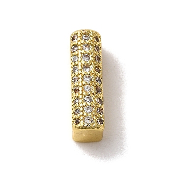 Brass Micro Pave Clear Cubic Zirconia Charms, Real 18K Gold Plated, Letter I, 10.5~13.5x3.5~14x5mm, Hole: 1.8~2x1.8~2.5mm