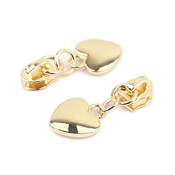 Alloy Zipper Head with Heart Charms, Zipper Pull Replacement, Zipper Sliders for Purses Luggage Bags Suitcases, Golden, 4x1.6cm