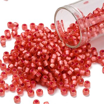 TOHO 6/0 Round Beads, Japanese Seed Beads, (2201) Silver Lined Almond Blossom, 4mm, Hole: 1.5mm, about 840pcs/50g