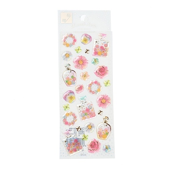 Epoxy Resin Sticker, for Scrapbooking, Travel Diary Craft, Flower Pattern, 200x75mm