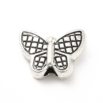 Tibetan Style Alloy Beads, Butterfly, Antique Silver, 10.5x14x5mm, Hole: 2.5mm, about 261pcs/500g