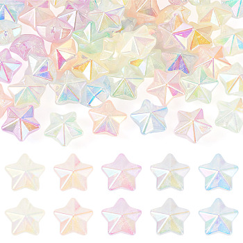 50Pcs 5 Colors UV Plating Luminous Transparent Acrylic Beads, Glow in The Dark, Star, Mixed Color, 21x22x14.5mm, Hole: 3.8mm, 10pcs/color