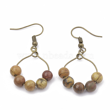 Natural Picasso Stone/Picasso Jasper Dangle Earrings(EJEW-S202-011A)-3