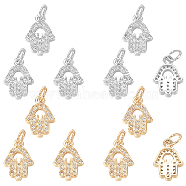 Mixed Color Clear Palm Brass+Cubic Zirconia Charms