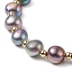 Pulsera con cuentas redondas de latón y perlas naturales teñidas(BJEW-JB09008-03)-4