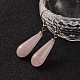 Teardrop Platinum Tone Brass Natural Rose Quartz Dangle Earrings(EJEW-M058-10)-1