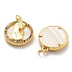 Brass Cubic Zirconia  with Shell Pendants(KK-Z027-10G)-2