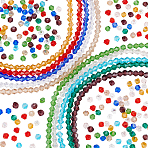 1300~1500Pcs 10 Colors Imitation Austrian Crystal Bicone Beads, Faceted Glass Beads Strands, Mixed Color, 3x3~3.5mm, Hole: 0.5mm, about 130~150pcs/strand, 15.5 inch(GLAA-PH0001-63)