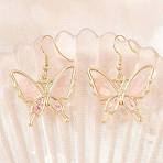 Alloy & Dried Flower Dangle Earrings, with Dipping Glue, Butterfly Shape, Golden, 41x29.5mm(AL-Z001-02G-01)