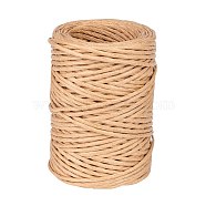 Handmade Iron Wire Paper Rattan, Woven Paper Rattan, BurlyWood, 2mm, about 54.68 yards(50m)/roll(OCOR-WH0017-02)