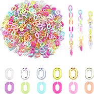 1800Pcs 12 Style Opaque and Transparent Acrylic Linking Rings, Quick Link Connectors, for Jewelry Chains Making, Oval, Mixed Color, 10x7.5x2.5mm, Hole: 3x5.5mm, 150pcs/style(MACR-FH0001-07)