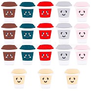18Pcs 6 Colors Food Grade Eco-Friendly Silicone Beads, Chewing Beads For Teethers, DIY Nursing Necklaces Making, Cup with Smiling Face, Mixed Color, 30x30mm, 3pcs/color(FIND-SC0004-80)
