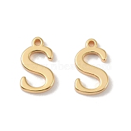 Brass Pendants, Real 18K Gold Plated, Letter S, 9.5x6x1.3mm, Hole: 0.8mm(KK-R164-01S-G)