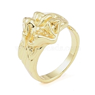 304 Stainless Steel Open Cuff Rings for Women, Golden, Flower, Adjustable, 13.5mm(RJEW-H229-02G-05)