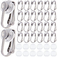 40Pcs 304 Stainless Steel Clip-on Earring Findings, with 40Pcs Comfort Plastic Pads for Clip on Earrings, Stainless Steel Color, 16x7.5x10mm(STAS-SP0001-23P)