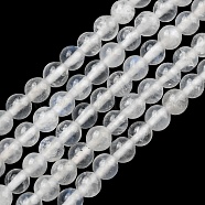 Natural Rainbow Moonstone Beads Strands, Round, 3~3.5mm, Hole: 0.6mm, about 111pcs/strand, 15.20 inch(38.6cm)(G-G0005-B03-B)