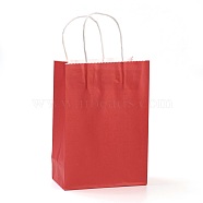 Pure Color Kraft Paper Bags, Gift Bags, Shopping Bags, with Paper Twine Handles, Rectangle, Red, 15x11x6cm(AJEW-G020-A-12)