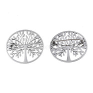 201 Stainless Steel Tree of Life Lapel Pin, Creative Badge for Backpack Clothes, Nickel Free & Lead Free, Stainless Steel Color, 42.5x7mm, Pin: 0.7mm(JEWB-N007-127P)