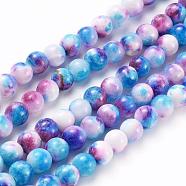 Natural White Jade Beads Strands, Dyed, Round, Medium Violet Red, 6mm, Hole: 1mm, about 68pcs/strand, 16 inch(G-H1625-6mm-PR19)