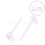 Hypoallergenic Bioceramics Zirconia Ceramic Stud Earrings, Round Ball, No Fading and Nickel Free, WhiteSmoke, 14.5x3mm(EJEW-Z023-11E)