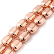 Electroplated Synthetic Non-magnetic Hematite Beads Strands, Oval, Rose Gold Plated, 9.5x8x6mm, Hole: 0.9mm, about 42pcs/strand, 16.14''(41cm)(G-Q1009-J02-01RG)