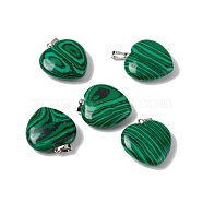 Synthetic Malachite Pendants, with Platinum Tone Brass Findings, Heart Charm, 27~28x25x7mm, Hole: 7x4mm(G-G956-B62-FF)