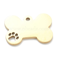 Ion Plating(IP) 304 Stainless Steel Pet Pendants, Dog Bone, Real 18K Gold Plated, 17x25x2mm, Hole: 2mm(STAS-B016-04G)