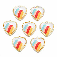 Resin Pendants, with Light Gold Plated Alloy, Cadmium Free & Nickel Free & Lead Free, Heart, Colorful, 19.5x18x5mm, Hole: 1.4mm(PALLOY-N161-010-NR)