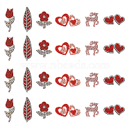 24Pcs 6 Style Valentine's Day Theme Appliques, Felt & Rhinestone Ornament Accessories, Mixed Shapes, 26~62x21~59x2.4~3mm, 4pcs/style(PATC-FG0001-68)
