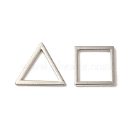 2Pcs 2 Styles Alloy Linking Rings, Cadmium Free & Lead Free, Square & Triangle, Platinum, 20~21.5x20~25x1.8mm, Inner Diameter: 15~15.5x15.5~17.5mm, 1pc/style(FIND-A038-39P)