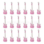 Alloy Enamel Big Pendants, Lead Free and Cadmium Free, Guitar, Platinum, Pink, about 62mm long, 18.5mm wide, 2mm, thick, hole: 3mm(EA822Y-2)