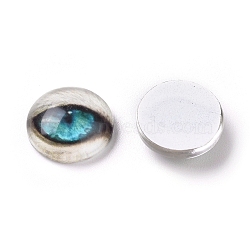 Glass Cabochons, Half Round/Dome with Animal Eye Pattern, Light Sea Green, 17.9x5mm(GLAA-WH0015-22D-04)