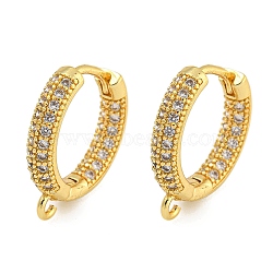 Rack Plating Brass Micro Pave Clear Cubic Zirconia Hoop Earrings Findings, Long-Lasting Plated, Lead Free & Cadmium Free, Round Ring, Golden, 19x16x3.5mm, Hole: 1.4mm, Pin: 0.8mm(KK-F876-20G)