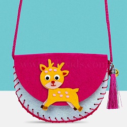 Handmade Non-woven Fabric Animal Change Wallet Set, with Alloy and Plastic Findings, Polyester Wire, Diy Crafts for Children, Deer, Mixed Color, 0.65~110x0.1~12x0.05~0.7cm, Hole: 2~10mm(DIY-K059-02)