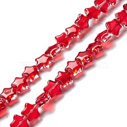 Transparent Glass Beads Strand, Star, Red, 8~8.5x8~8.5x3.5~4mm, Hole: 1mm(X1-GLAA-F112-02C)