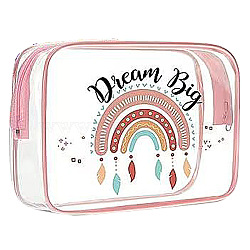 Bohemian Rainbow Pattern Transparent PVC Cosmetic Pouches, Waterproof Clutch Bag, Toilet Bag for Women, Colorful, 20x15.5x6cm(ABAG-D008-01E)