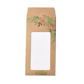 Paper Jewelry Display Cards, Jewelry Holder Card for Earrings, Necklaces Display, Rectangle with Clear Window, Floral Pattern, 15.5x6.7x0.1cm, Hole: 8.5mm