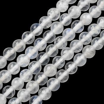 Natural Rainbow Moonstone Beads Strands, Round, 3~3.5mm, Hole: 0.6mm, about 111pcs/strand, 15.20 inch(38.6cm)