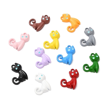 Alloy Enamel Pendants, Cat Shape Charm, Mixed Color, 19.5x15x4mm, Hole: 1.8mm