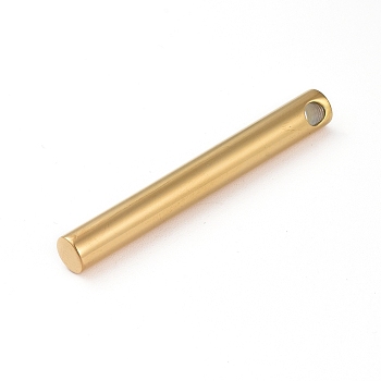 Ion Plating(IP) 304 Stainless Steel Pendants, Column, Golden, 40x5mm, Hole: 3mm